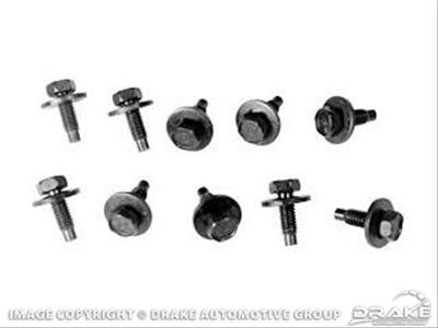 Scott Drake Hood Hinge Mounting Kits for 1964-1972 MUSTANG - 359662-SMK Fasteners, Steel, Black, Ford, Set of 10
