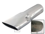 Scott Drake Oval, Polished 2.25 Inch Exhaust Tip D0ZZ-5255-AR Tips, Single, Clamp-on, Stainless Steel, Polished, Slant Cut, Ford, Each thumbnail 1