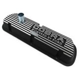 Scott Drake Classic Aluminum Valve Covers 6A582-C Covers, Cast Aluminum, Black Wrinkle, Cobra Powered By Ford Logo, Ford, Small Block Windsor, Pair thumbnail 1