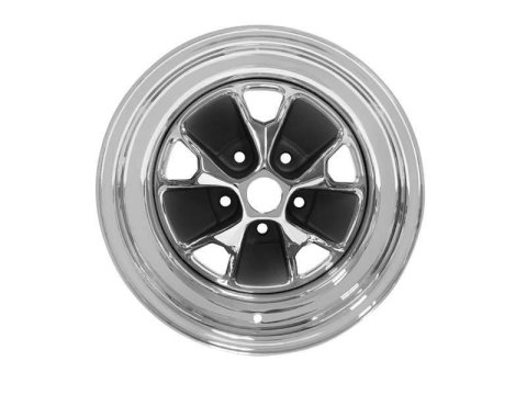 Scott Drake 1965-67 Mustang Styled Steel Wheels 14x7 Wheels, Wheels, 14 in. x 7.00 in., Steel, Chrome, 5 x 114.3mm Bolt Circle, 4.00 in. Backspacing, Each thumbnail 1