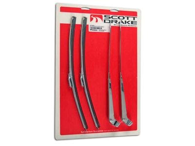 Scott Drake Windshield Wiper Arms KIT-WIP-5 Arms, Stainless Steel, Polished, Black Rubber Blades, Front, Ford, Kit