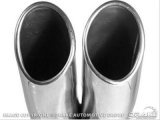 Scott Drake Round, Polished 1.75 Inch Exhaust Tip C7ZZ-5258-C Tips, Single, Clamp-on, Stainless Steel, Polished, Slant Cut, in. Inlet, 2.00 in. outlet, Ford, Pair thumbnail 2