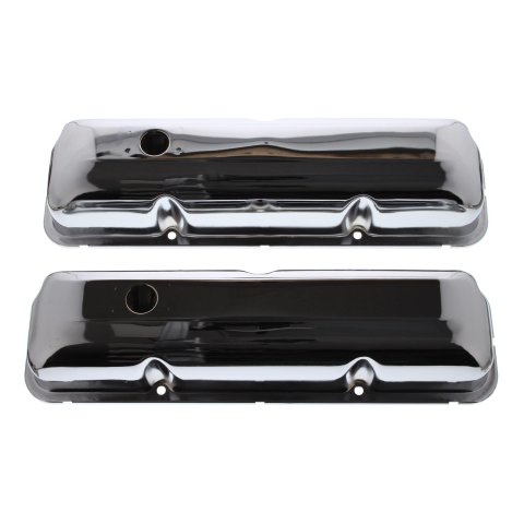 Scott Drake Original-Style Valve Covers C7ZZ-6A582-C Covers, Original-Style, Stock Height, Steel, Chrome, Baffled, Ford, 390, 427, 428, Pair thumbnail 1
