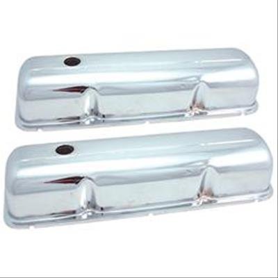 Scott Drake Original-Style Valve Covers C7ZZ-6A582-C Covers, Original-Style, Stock Height, Steel, Chrome, Baffled, Ford, 390, 427, 428, Pair thumbnail 2