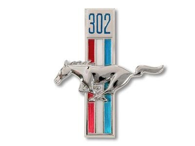Scott Drake Emblems C8ZZ-16229-A Emblem, Driver Side Fender, Chrome/Red/White/Blue, 302 Running Horse Logo, Ford, Each