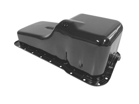 Scott Drake Oil Pans C5AZ-6675-BK Pans, Stock Style, Front Wet Sump, 5.00 qt. Capacity, Steel, Black, 3.000 in. Maximum Stroke with OE Rod, Ford, 4.3L, 4.7L, 5.0L, Each