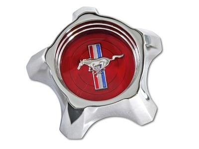 Scott Drake Styled Steel Hub Caps C7ZZ-1130-R Hubcap, Rallye Star, Red with Chrome Horse, Screw-On, Ford, Each