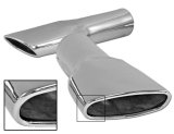 Scott Drake Oval, Chrome 2.25/2 Inch Exhaust Tip D0ZZ-5255-A Tips, Single, Clamp-on, Chrome, Slant Cut, 11.0 in. Overall Length, Ford, Pair thumbnail 1