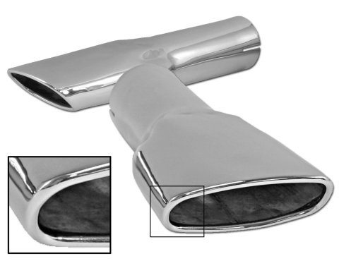 Scott Drake Oval, Chrome 2.25/2 Inch Exhaust Tip D0ZZ-5255-A Tips, Single, Clamp-on, Chrome, Slant Cut, 11.0 in. Overall Length, Ford, Pair