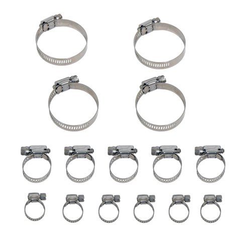 Scott Drake Hose Clamp Sets 8287-SBFK Kits, Stainless Steel, FoMoCo Logo, Set of 16