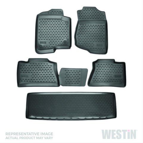 Westin Profile Floor Liners 74-05-51005 Mats, Liners, Front/Second/Third Seat, Rubberized Polymer, Black, Logo, Cadillac, Set