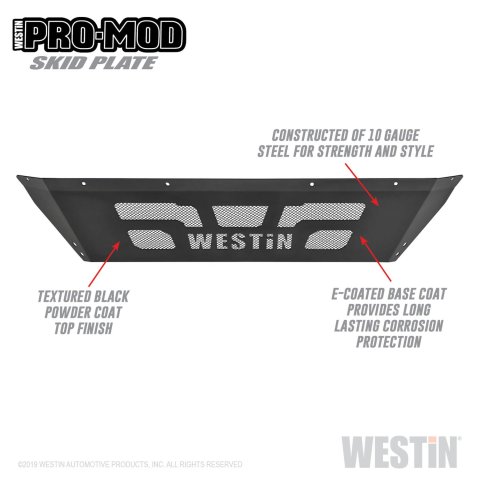 Westin Pro-Mod Skid Plates 58-71195 Plate, Front Bumper Location, Bolt-on, Steel, Black Textured Powdercoated, Ram, Each