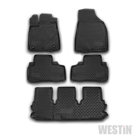 Westin Profile Floor Liners 74-41-51036 Mats, Liners, Front/Second/Third Seat, Rubberized Polymer, Black, Logo, Toyota, Set