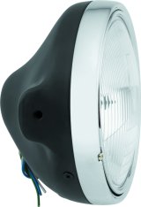 BikeMaster Slim Side Mount Headlights 152457 Headlight, Round, Slim, H4, Clear Patterned Lens, Black Steel Housing, 7 in. Diameter, Universal, Each thumbnail 4