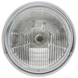 BikeMaster Side Mount Headlights 152455 Headlight, Round, H4, Clear Patterned Lens, Black Steel Housing, 7 in. Diameter, Universal, Each thumbnail 2