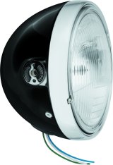 BikeMaster Side Mount Headlights 152455 Headlight, Round, H4, Clear Patterned Lens, Black Steel Housing, 7 in. Diameter, Universal, Each thumbnail 5