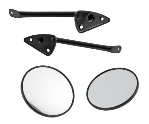Brothers Trucks Side View Mirrors COMP300 Mirrors, Replacement, Round, Flat, Manual, Black Steel Housing, Left/Right, Chevrolet, GMC, Pair