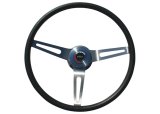 Brothers Trucks Sport Steering Wheels STR00BK Wheels, Sport, 3-spoke, Black Vinyl Grip, Brushed Stainless Steel Spokes, Horn Button, 15 in. Diameter, Chevrolet, GMC, Each thumbnail 1