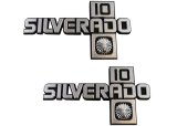 Brothers Trucks Emblems FE87SV1 Emblems, Diecast, Chrome/Black, Silverado 10 Logo, Fender Position, Chevrolet, Pair thumbnail 2
