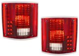 Brothers Trucks LED Taillight Assemblies LED87FD Assemblies, LED, Square, Red Lens, Chrome Housing, Fleetside Beds Only, Chevrolet, GMC, Pair thumbnail 1