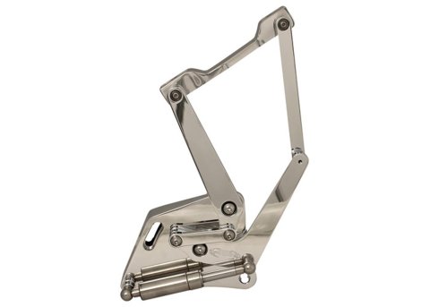 Brothers Trucks Billet Hood Hinges BHH66PL Hinges, Billet, Aftermarket Style, Aluminum, Polished, Stainless Steel Strut Included, Left Side/Right Side, Chevrolet, GMC, Pair