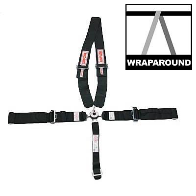 Simpson Camlock 5-Point Harness 29116BK Harness, Complete, Camlock, U-Type Shoulder, Wraparound, Roll Bar Mount, Black, Each