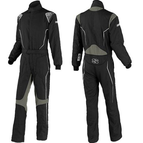 Simpson Helix Racing Suits HX02321 Driving Suits, Racing, One-piece, Double Layer, Nomex®, Black/Gray, SFI 3.2A/5, Men's Large, Each
