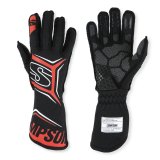 Simpson Magnata Racing Gloves MGZR Driving Gloves, Gloves, One Layer, Nomex®, Black/Red, FIA 8856-2018, SFI 3.5/5, 2X-Large, Pair thumbnail 6