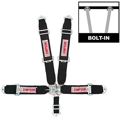 Simpson Latch & Link 5-Point Harness 29063BK Harness, Complete, Latch, Individual-Type, Bolt-In, Floor Mount, Black, Each