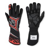 Simpson Magnata Racing Gloves MGSR Driving Gloves, Gloves, One Layer, Nomex®, Black/Red, FIA 8856-2018, SFI 3.5/5, Small, Pair thumbnail 2