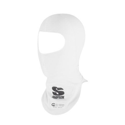 Simpson Pro Fit Balaclavas 23091W Head Socks, Balaclavas, One Layer, Single Eyehole/Mouth Opening, Nomex®, White, SFI 3.3/1, Each thumbnail 1