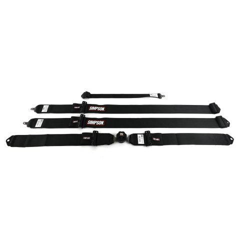 Simpson Black Series 5-Point Harness 29110BKR1X Harness, Complete, Camlock, Individual-Type, Bolt-In, Floor Mount, Black, Hardware, Each