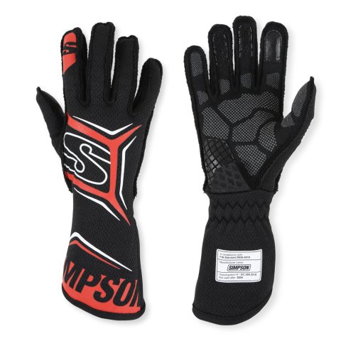 Simpson Magnata Racing Gloves MGXR Driving Gloves, Gloves, One Layer, Nomex®, Black/Red, FIA 8856-2018, SFI 3.5/5, X-Large, Pair thumbnail 2