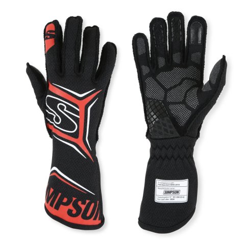 Simpson Magnata Racing Gloves MGXR Driving Gloves, Gloves, One Layer, Nomex®, Black/Red, FIA 8856-2018, SFI 3.5/5, X-Large, Pair thumbnail 6