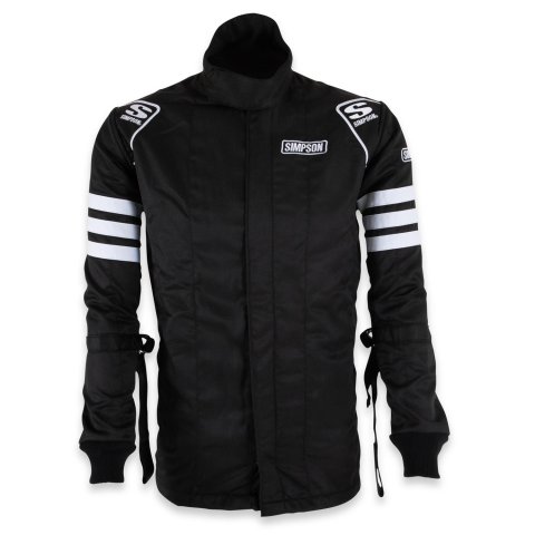 Simpson Racing Classic SFI-5 Jackets C402514 Driving Jacket, Double Layer, Satin/Twill, Nomex®, 2X-Large, Black with White Stripes, with Arm Restraints, Each thumbnail 4