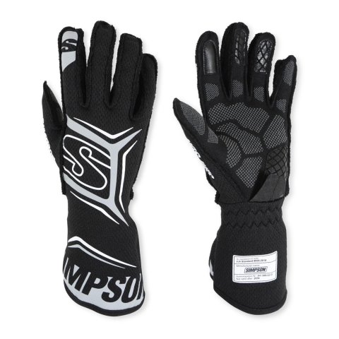 Simpson Magnata Racing Gloves MGLK Driving Gloves, Gloves, One Layer, Nomex®, Black/Gray, FIA 8856-2018, SFI 3.5/5, Large, Pair thumbnail 1
