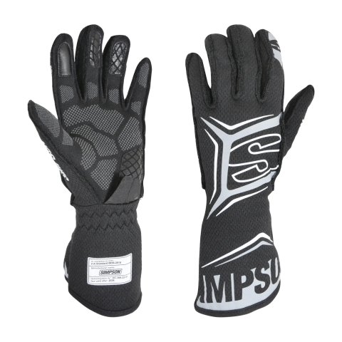 Simpson Magnata Racing Gloves MGLK Driving Gloves, Gloves, One Layer, Nomex®, Black/Gray, FIA 8856-2018, SFI 3.5/5, Large, Pair thumbnail 6