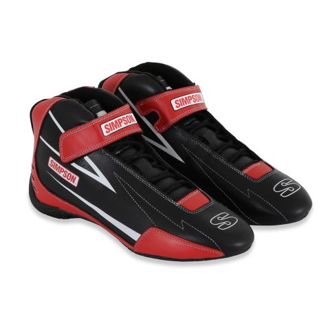 Simpson Racing Supercoil Driving Shoes SC100R Shoes, Shoes, Mid-top, Size 10 Men's, Black/Red, SFI 3.3/5, Leather, Pair thumbnail 1