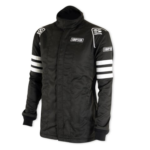 Simpson Racing Classic SFI-5 Jackets C402412 Driving Jacket, Double Layer, Satin/Twill, Nomex®, X-Large, Black with White Stripes, Each thumbnail 3