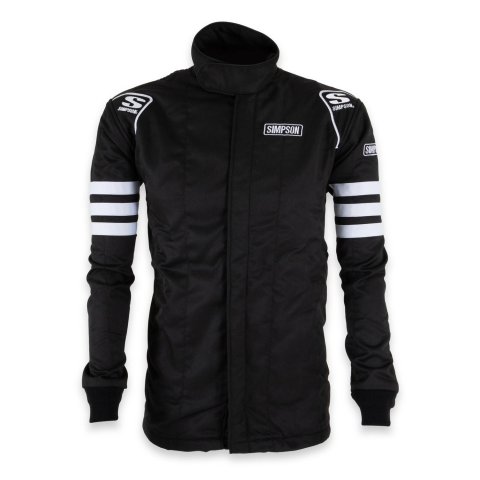 Simpson Racing Classic SFI-5 Jackets C402412 Driving Jacket, Double Layer, Satin/Twill, Nomex®, X-Large, Black with White Stripes, Each thumbnail 5