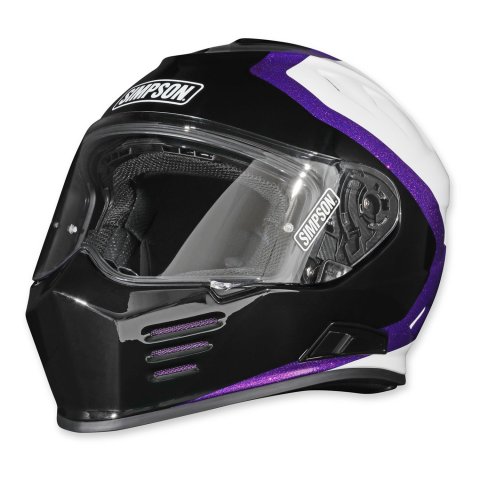 Simpson Ghost Bandit Limited Edition Royal Series Helmets GBDROYSM Helmet, Bandit, Edition, Royal, Full Face, Polyester Liner, While/Black/Purple, Clear Visor, Small, Each thumbnail 4