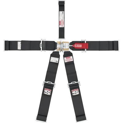 Simpson Latch & Link 5-Point Harness 29043BK Harness, Complete, Latch, Individual-Type, Bolt-In, Wraparound, Roll Bar Mount, Black, Each thumbnail 2