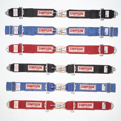 Simpson Latch & Link Lap Belts 2-Point Harness 29020R Harness, Belt, Latch, Clip-In, Floor Mount, Red, Each thumbnail 1