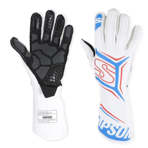 Simpson Magnata Racing Gloves MGXW Driving Gloves, Gloves, One Layer, Nomex®, Blue/White, FIA 8856-2018, SFI 3.5/5, X-Large, Pair thumbnail 1
