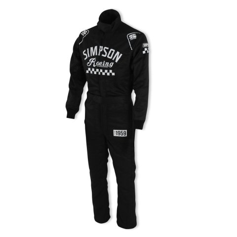 Simpson Checkers Racing Suits CK02521 Driving Suit, Checkers, One-piece, Double Layer, Nomex, Black/White, SFI 3.2A/5, Men's 2X-Large, Each thumbnail 6