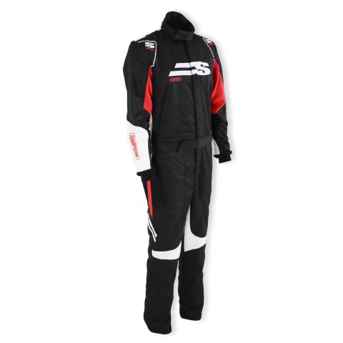 Simpson Airspeed Racing Suits AS02521 Driving Suit, Airspeed, One-piece, Double Layer, Nomex, Black/Red/White, SFI 3.2A/5, Men's 2X-Large, Each