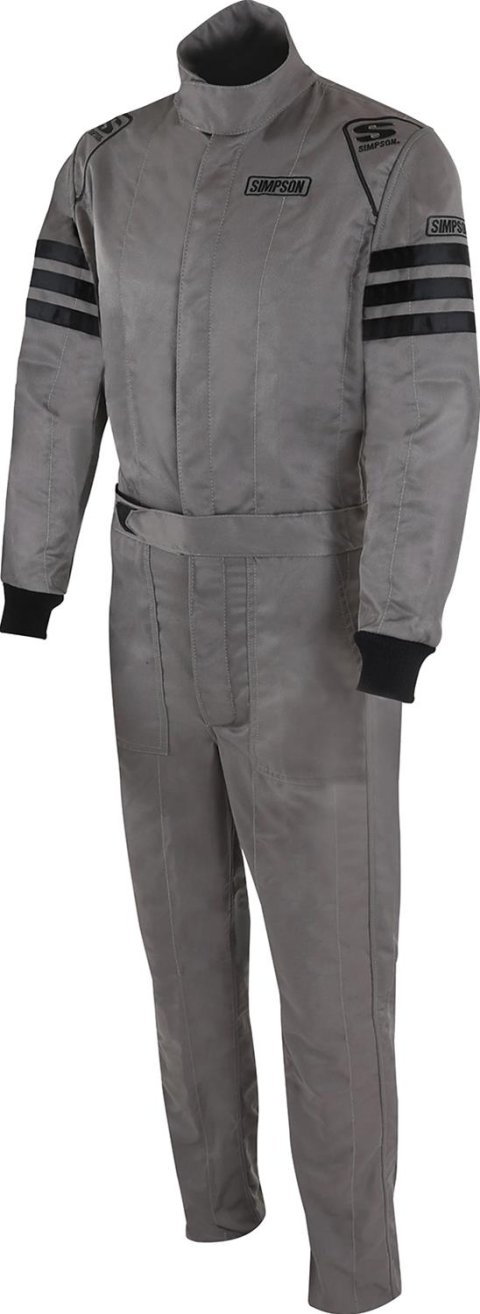 Simpson Racing Classic SFI-5 Driving Suits C405311 Suit, SFI-5, One-piece, Two Layers, Nomex®, Gray/Black, SFI 3.2A/5, Men's Large, Each thumbnail 1