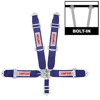 Simpson Latch & Link 5-Point Harness 29063BL Harness, Complete, Latch, Individual-Type, Bolt-In, Floor Mount, Blue, Each