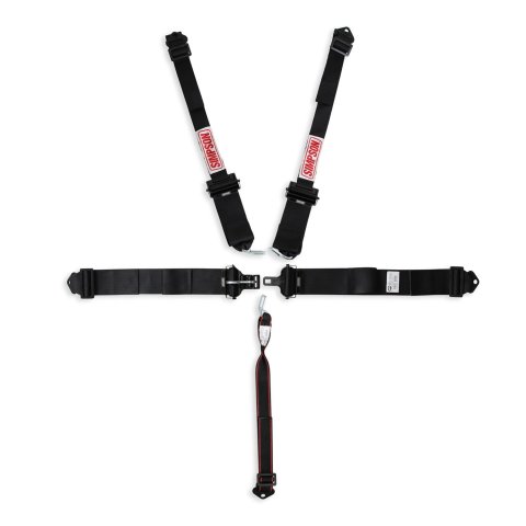 Simpson Double Pull Down Latch and Link SFI 5-Point Harness 13LD5WB Harness, Complete, Latch. 5 Point, 3.00 Should Belt, 3.00 Lap Belt, Individual-Type, Bolt-In, Floor/Roll Bar Mount, Black, Each