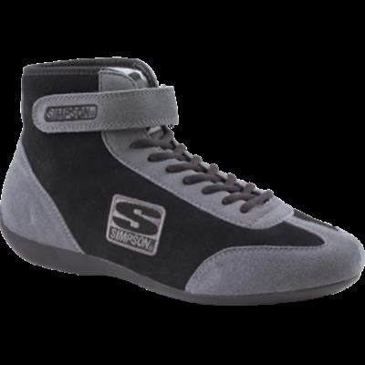 Simpson Mid-Top Driving Shoes MT115BK Shoes, Mid-top, Black/Gray, SFI 3.3/5, Men's 11 1/2, Pair